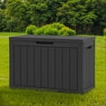 thumbnail image 3 of Dextrus 45 Gallon Weatherproof Resin Deck Box, Lockable Outdoor Storage Container, Heavy Duty Patio Storage Bin for Cushions, Throw Pillows, Garden Tools and Poolside Supplies, Black, 3 of 10