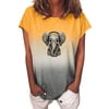 sebulube Fashion Women Gradient Sunflower Print O-Neck Short Sleeves T-Shirt Blouse Tops