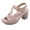 Pink, variant on Fesfesfes Sandals Women Metal Buckle Stitching Sandals Thick High Heels Comfortable Oversized Sandals 7(39)