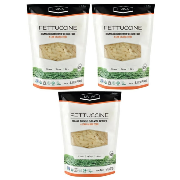 Liviva Organic Premium Shirataki Protein Pasta - Fettuccine with Oat Fiber Size: 3 Bags