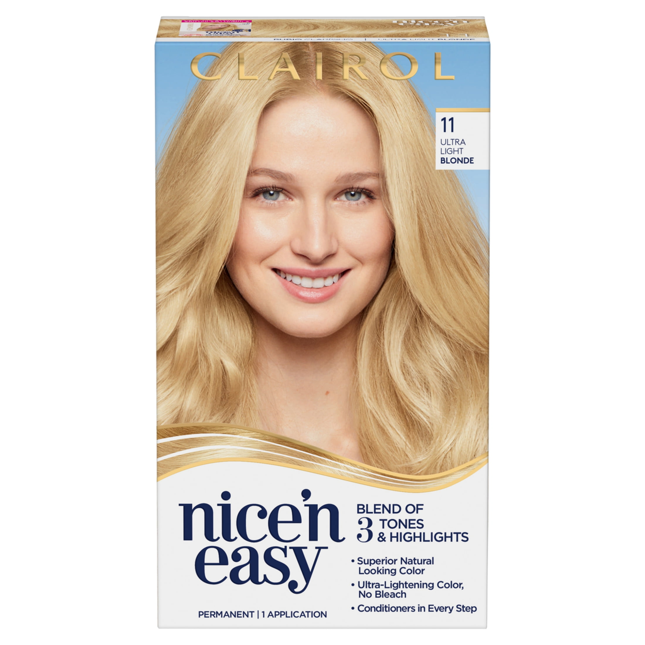 Clairol Nice'n Easy Permanent Hair Color Creme, 11 Ultra Light Blonde, 1  Application, Hair Dye 