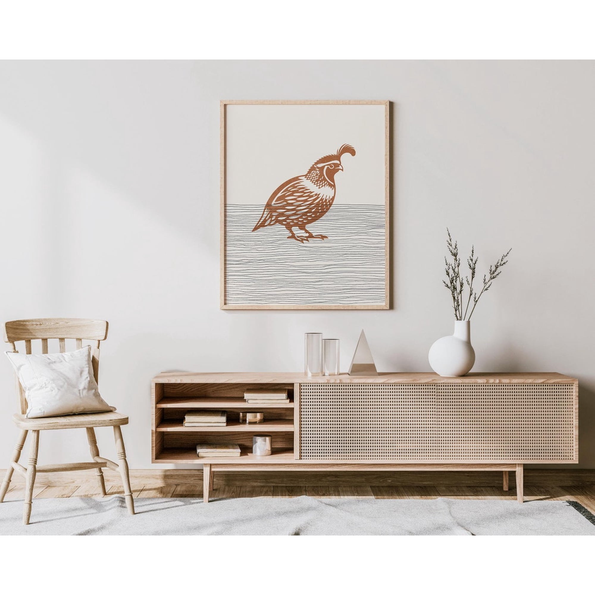 Quail Bird Boho Wall Art Print Minimalist Nature Decor Unframed Paper Print