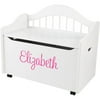 KidKraft - Personalized Limited Edition White Toy Box, Pink Script Girl's Name