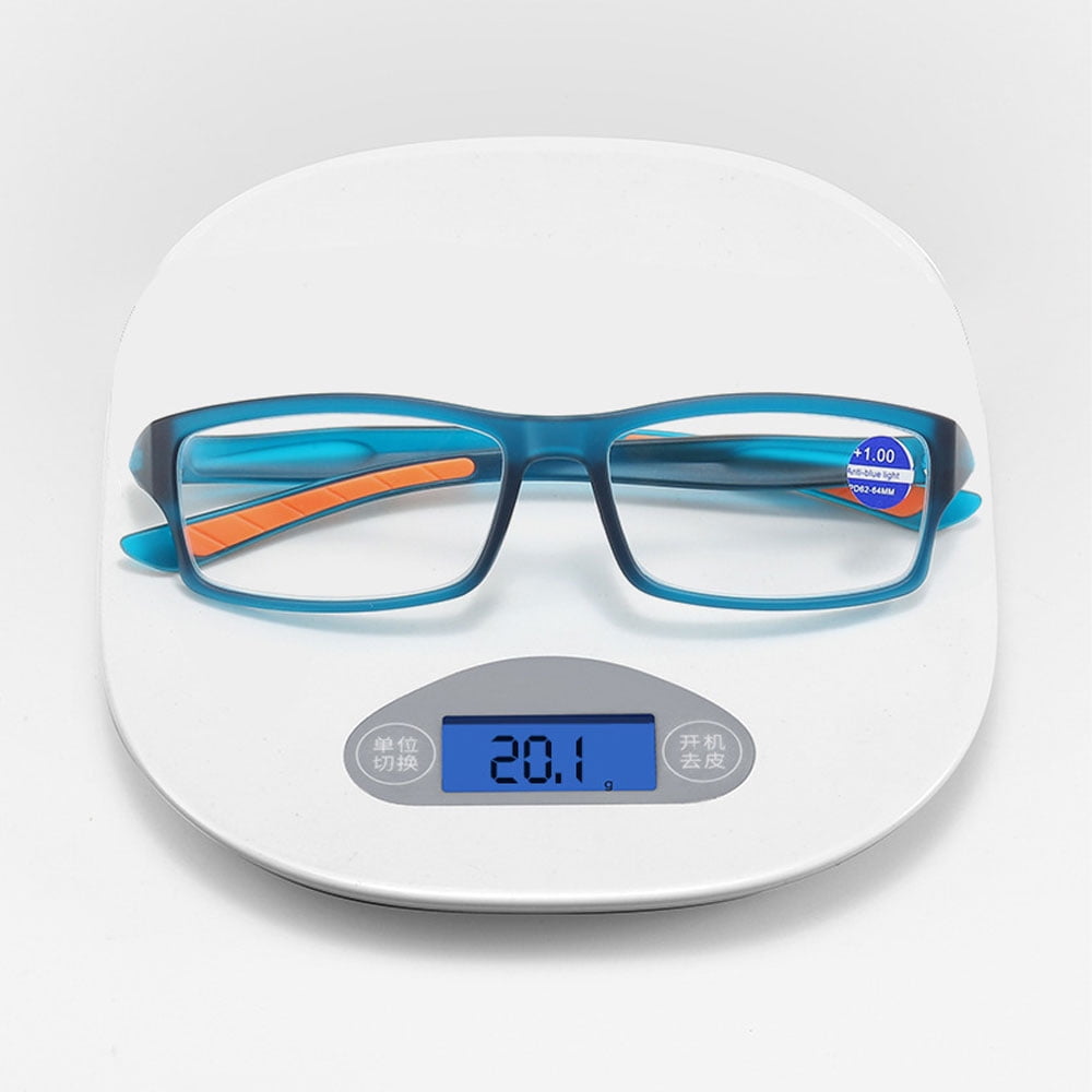 3 Pack Mens Rimmed Sport Reading Glasses +4.0, Womens Blue Light Blocking Plastic Blue Frame Readers 4.0