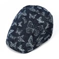 thumbnail image 3 of Gorra plana Gatsby Newsboy de mezclilla unisex con estampado de mariposas, 3 of 3