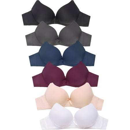 

Women s Demi Cup Solid or Lace Push Up Bra Various Styles (Pack of 6)