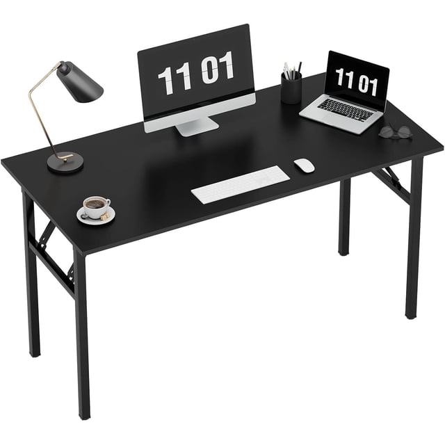 Folding Computer Desk Foldable Work Desk Table Writing Desk Folding Home Office Desk No to Assemble Teak&