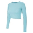 thumbnail image 3 of Made by Olivia Women's Solid Long Sleeve Round Neck Crop T Shirt Top, 3 of 4