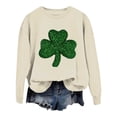 thumbnail image 5 of DGMIOCS St. Patrick's Day Party Sweatshirt for Women Clover Graphic Crewneck Pullover Beige M, 5 of 5