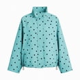 thumbnail image 5 of ClodeEU Women's Polka Dot Stand Collar Jacket, Casual Zip Up Drawstring Hem Long Sleeve Outerwear ,Women's S-3XL, 5 of 7