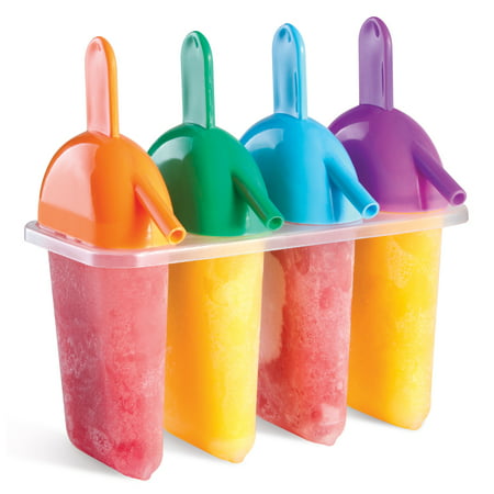 Set of 4 Ice Pop Maker Molds With Sipper Straw