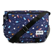 JWORLD J World Boys and Girls Terry 15" Messenger Bag for School and Travel, Spaceship