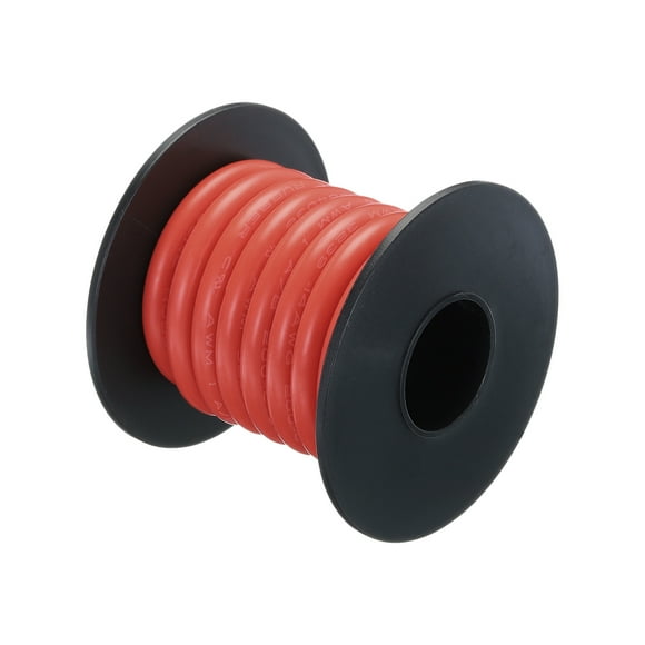 Unique Bargains Silicone Wire 14AWG 14 Gauge Flexible Tinned Copper Electrical Wire Red 2m/6.5ft for Car Audio, PV Wire