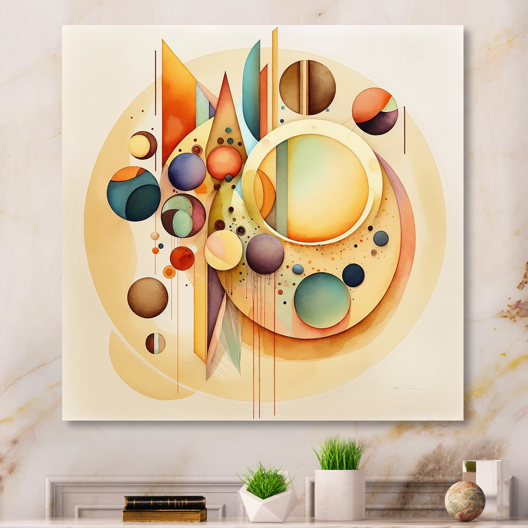 Designart Warm Minimalist Circular Abstract I Canvas Wall Art