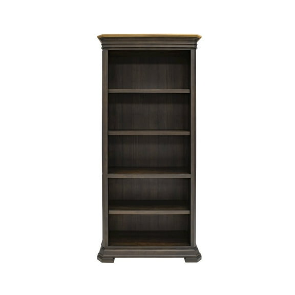 Executive Open Wood Bookcase Mildly Distressed Fully Assembled Brown