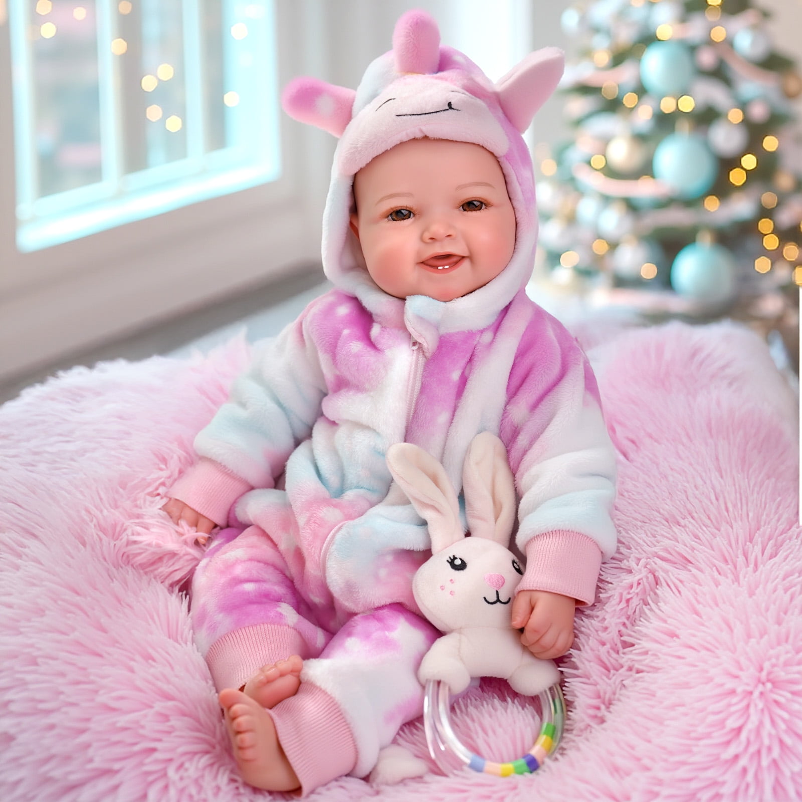 RSG  17-Inch Soft Cloth Body Realistic Baby Doll Newborn baby Girk with Accessories Gift Box for Kids 3+