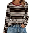 thumbnail image 3 of Womens Plus Size Fall Clothes, Long Sleeve Shirts for Women Fashion Loose Fit Striped Printed Crewneck T-Shirts, 3 of 5