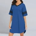 thumbnail image 7 of Fazvaoo Nightgowns for Women Short Sleeve V-Neck Short Sleepwear Fashion Spring Summer Casual Loose Comfortable Pajama(Blue,Size S-5XL), 7 of 7