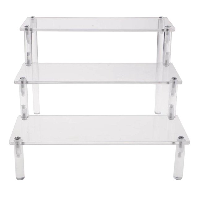 Langgg Clear Acrylic Display Riser Stand Perfume Cosmetics Holder for Decoration 29.5x27.5x15cm
