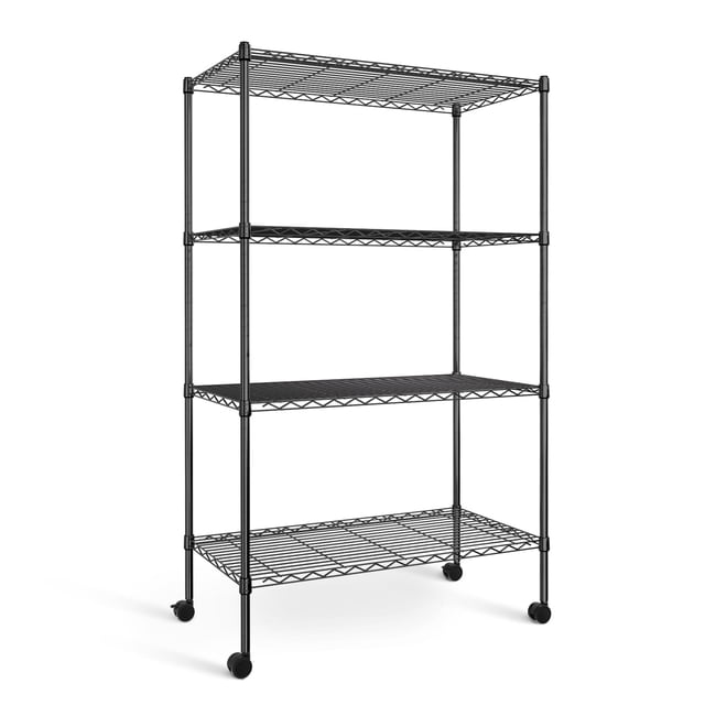 Estantería de almacenamiento Simple Deluxe Heavy Duty de 4 niveles, negra