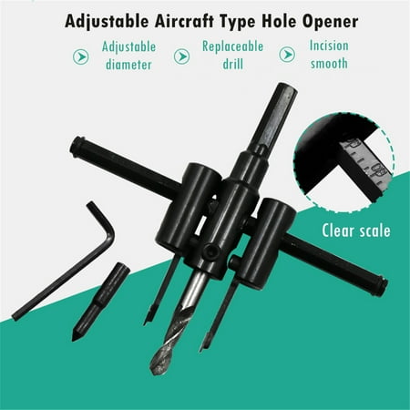 

WGOUP Type Cutter Hole Opener 120/200/300mm Wood Circle Saw Drill Bit BLACK