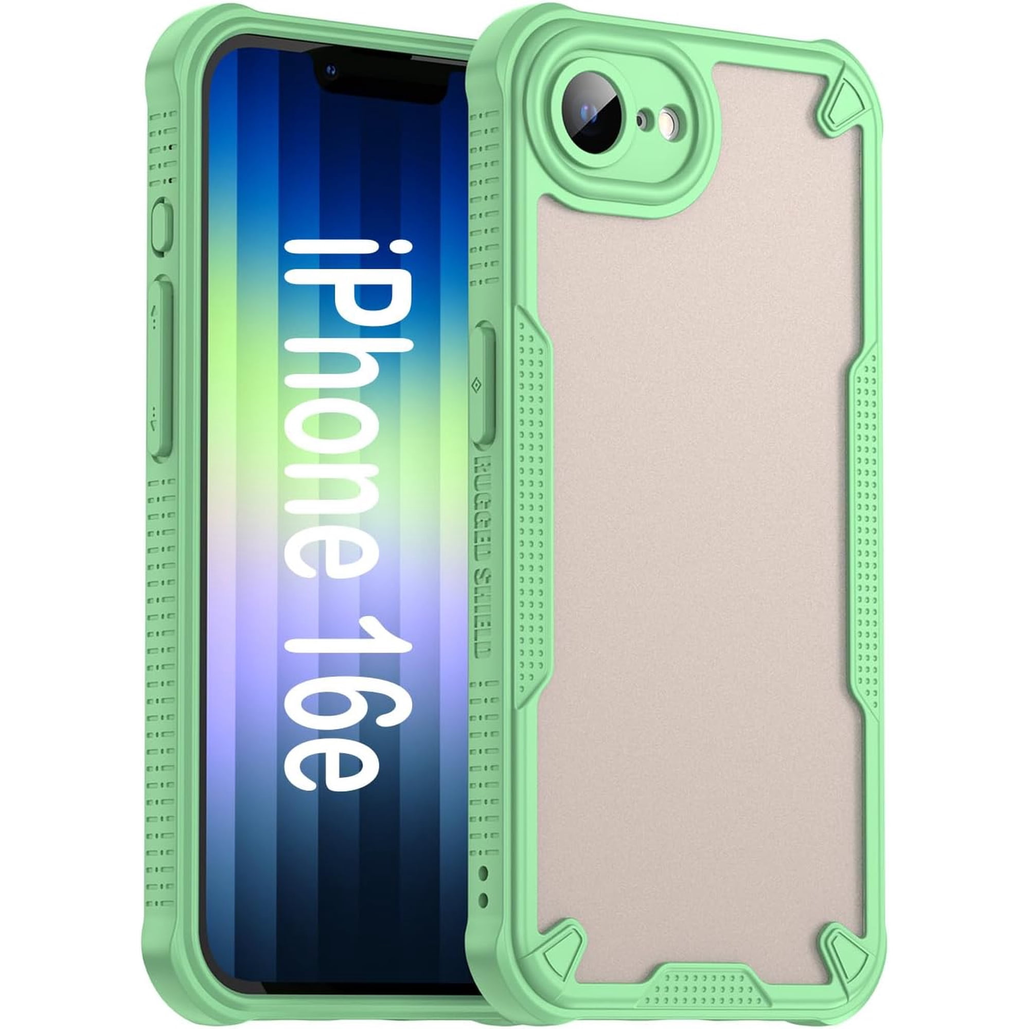 Matte Case for iPhone 16e, Upgraded Full Camera Protection, Frosted Translucent Back Anti-Slip Grip Shockproof Slim Protective Phone Cover for iPhone 16e 6.1 inch, Anti-Fingerprint (Green)