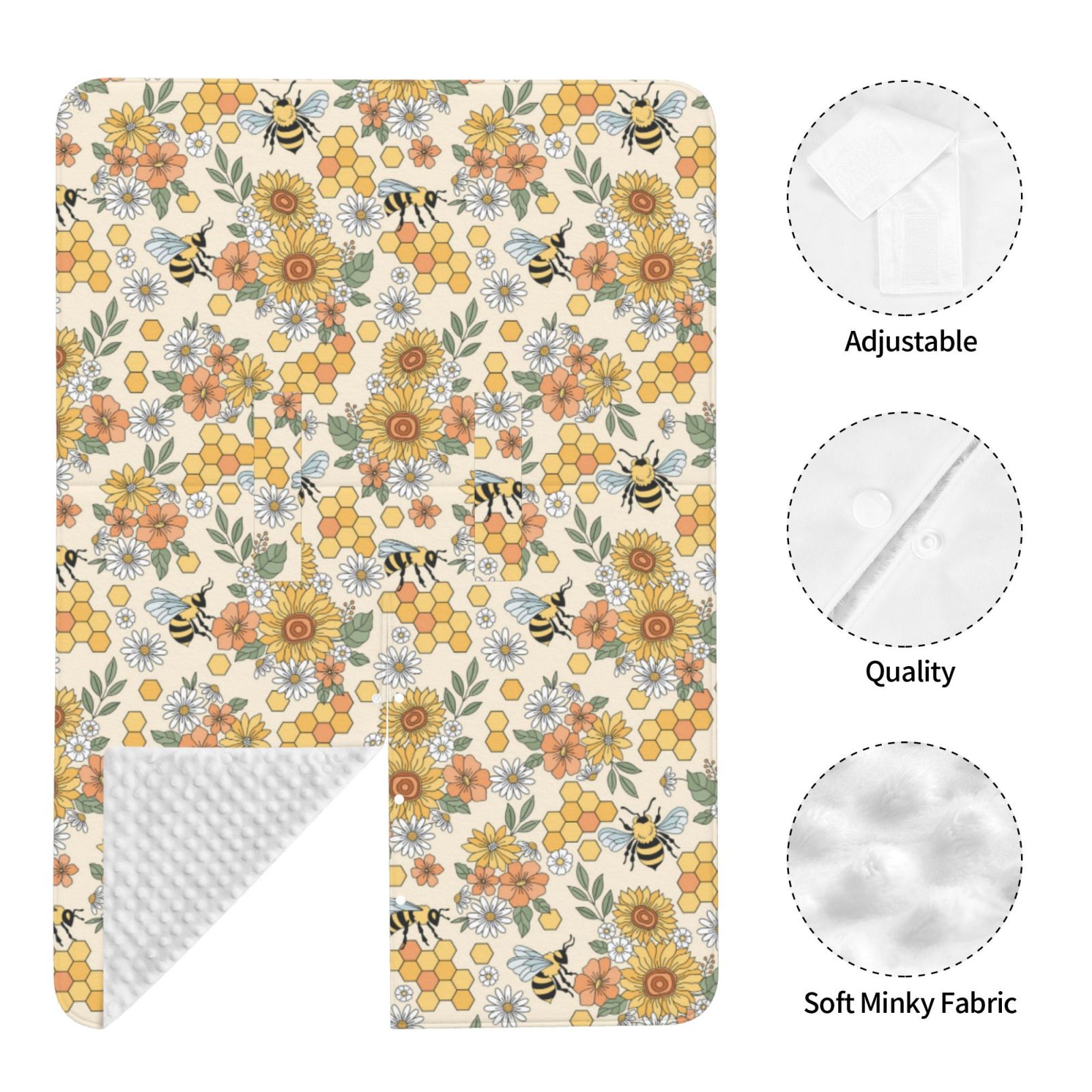 Naloa Hippie Bee Honeycomb Baby Car Seat Cover, Breathable Baby Carrier Cover, Multiuse Baby Carrier Cover & Nursing Breastfeeding Cover