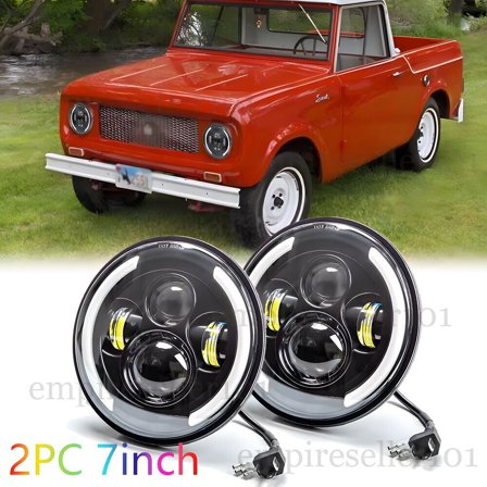 Fit for International 1961-1980 Scout II DOT 2PCS 7inch Round LED Headlights H4