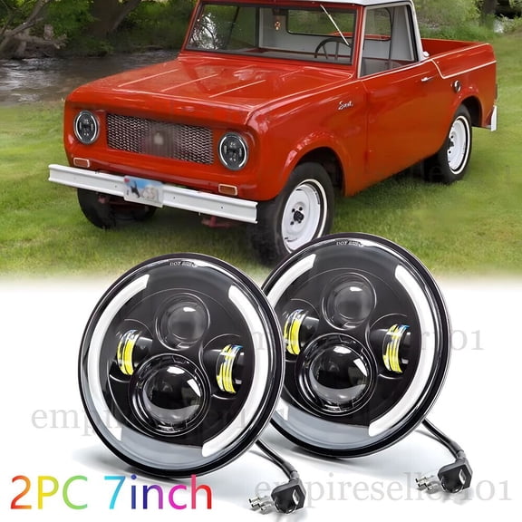 Fit for International 1961-1980 Scout II DOT 2PCS 7inch Round LED Headlights H4