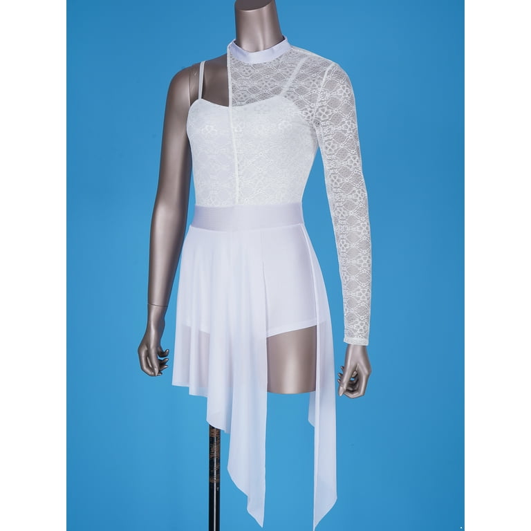 TiaoBug Womens Lace One Shoulder Lyrical Ballet Dress Mesh Split Tulle Skirt Ballerina Dance Costume White M - Walmart.com TiaoBug Womens Lace One Shoulder Lyrical Ballet Dress Mesh Split Tulle Skirt Ballerina Dance Costume White M - Walmart.com