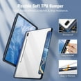 thumbnail image 4 of Fintie Shockproof Case for Samsung Galaxy Tab S8 Plus 2022/S7 FE 2021/S7 Plus 2020 12.4 inch Tablet, Hybrid Slim Cover Stand Transparent Back Shell, Auto Wake/Sleep, Ocean Marble, 4 of 9