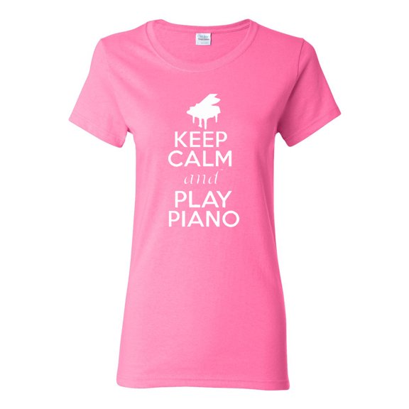Ladies Keep Calm and Play Piano T-Shirt Tee