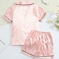 thumbnail image 3 of Uccdo Summer Boys Girls Satin Silk Short Sleeve Pajamas Set Button Down Blouse + Pants Sleepwear Loungewear Pjs Suit, Size 7-12 Years, 3 of 8