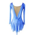 thumbnail image 2 of LIUHUO Customized Blue Spandex Long sleeved Figure Skating Dress Girls Ladies with Cascading Diamond Embellishments Flowing Design, 2 of 9