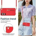 thumbnail image 4 of Crossbody Zipper Wallet Case for Samsung Galaxy S24 FE 6.7" with Card Holder, Lanyard Purse Cover [Removable Shoulder Strap] with Kickstand Function for Samsung Galaxy S24 FE Zip-Red, 4 of 18