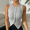 thumbnail image 2 of JGGSPWM Women's Ribbed Knit Sleeveless Tank Tops Button Down Slim Fit Going Out Vests Gray S, 2 of 5