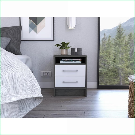 Philadelphia Two-Drawer Nightstand with Open Shelf