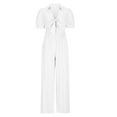 thumbnail image 6 of Women Jumpsuits 2025 Summer Casual Loose Short Sleeve Wide Leg One Piece Jumper Romper Outfits Trendy Clothes White XXXXL, 6 of 6