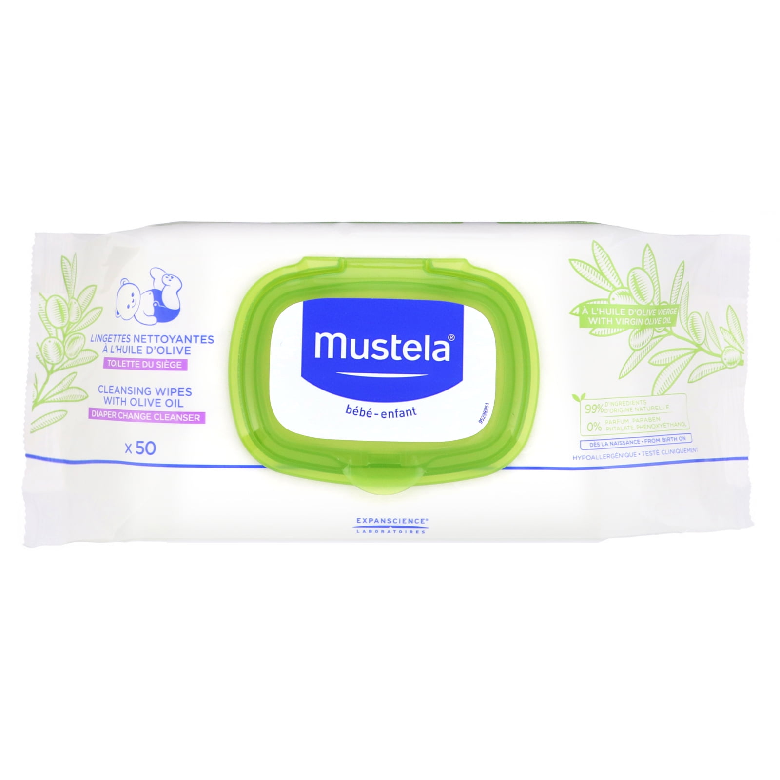 Mustela Baby Cleansing Wipes With Olive Oil Natural Baby Wipes Fragrance Free Alcohol Free 50 Count Walmart Com