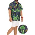 thumbnail image 2 of HAPPY BAY Men's Hawaiian Shirts Short Sleeve Button Down Shirt Mens Party Shirts Casual Vacation Summer Tropical Shirts for Men Funny XS Allover Trees, Black, 2 of 6