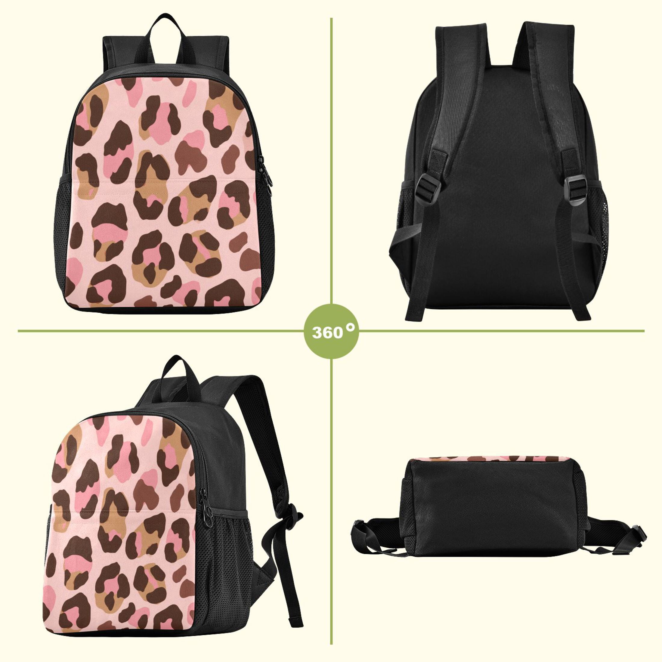 Toddler Backpack Blush Pink Brown Cheetah Print Waterproof Lightweight Backpack Casual Mini Daypack for Daycare & Travel