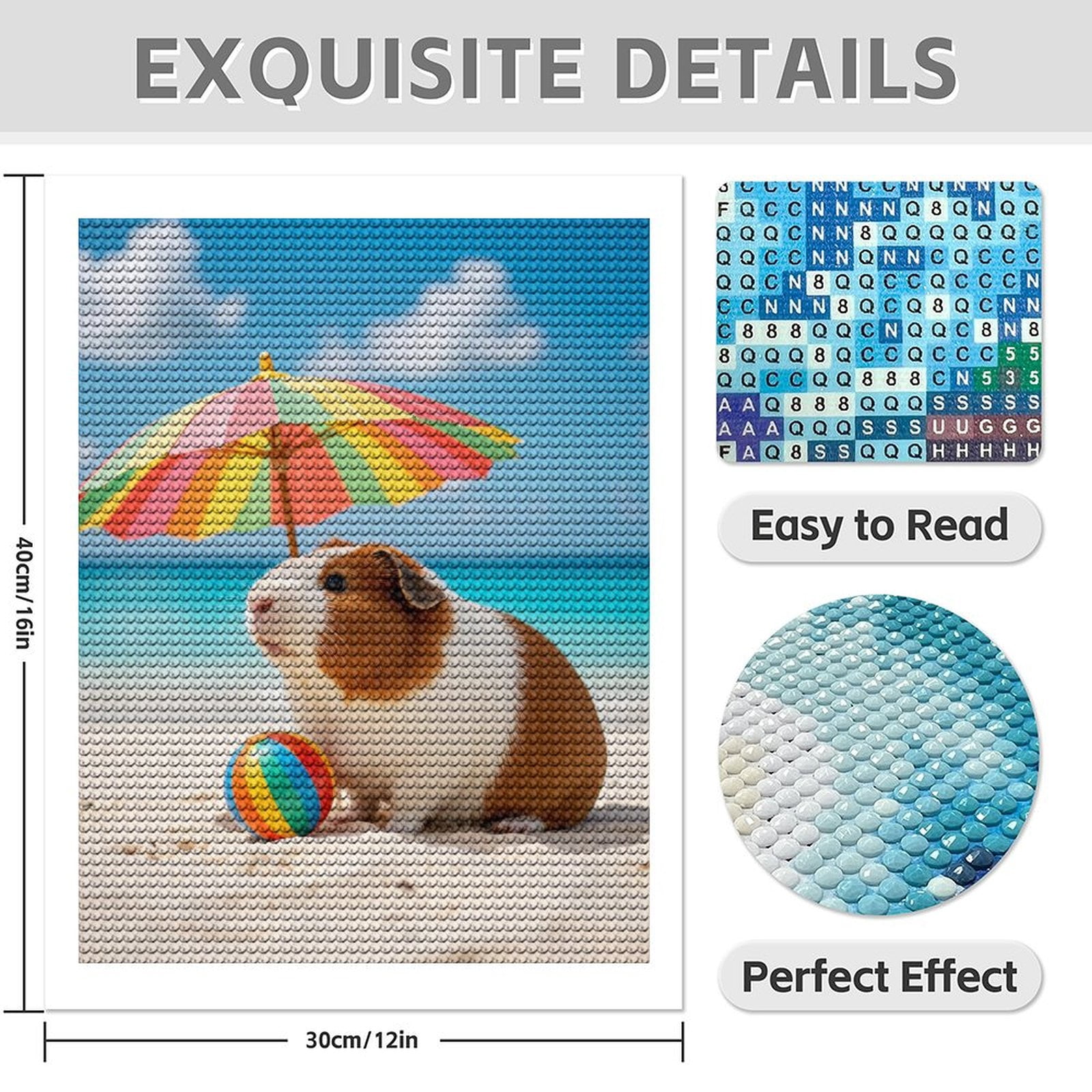 Diamond Art Kits for Adults - 5d Guinea Pig Beach Umbrella Ball Diamond Painting for Adults, Diamond Art for Adults Beginners, Diamond Painting Kits for Adults for Home Wall Decor