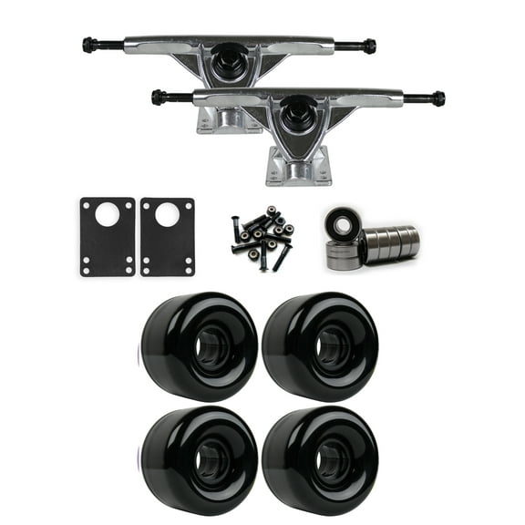 RKP Raw Longboard Trucks Wheels Package 65mm x 44mm 83A Black