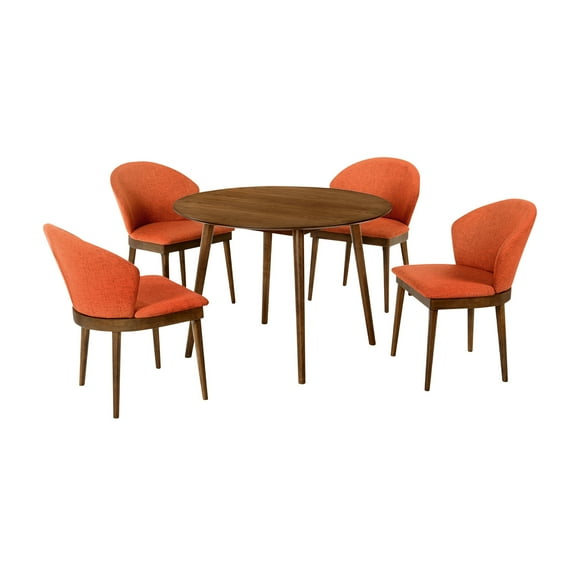 Round Dining Set 5 Piece Wood Table and Chair Set Modern Kitchen Dining Room