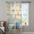 thumbnail image 3 of Vintage Beige Coastal Sheer Curtains 72" Long, Summer Beach Starfish Shell Coral Nautical Light Filering Curtains, Breathable Simi Curtain Privacy Drapes for Living Room Bedroom Window Treatment, 3 of 9