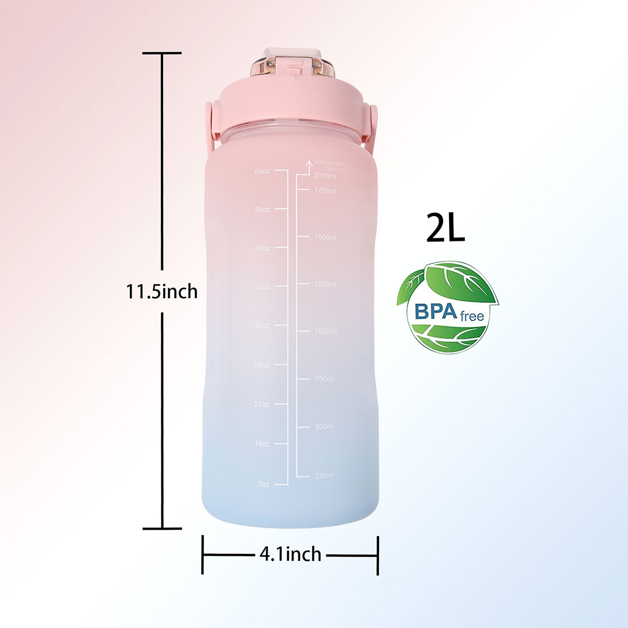 64 Oz Water Bottle With Straw & Handle, Half Gallon/2 Liter Motivational  Water Bottles With Time Mar…See more 64 Oz Water Bottle With Straw &  Handle
