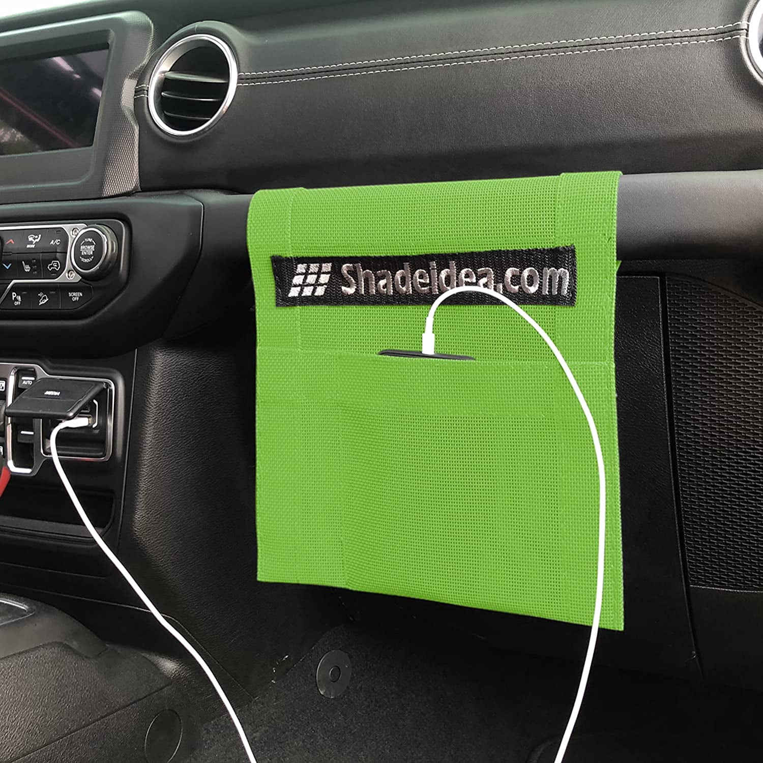 Shadeidea JL Sun Shade for Jeep Wrangler 2 Door Top Sunshade ( 2018 - Current ), Front & Rear - Green Mesh Screen Wrangler Cover, UV Blocker with Grab Bag Pouch - 10 Years Warranty