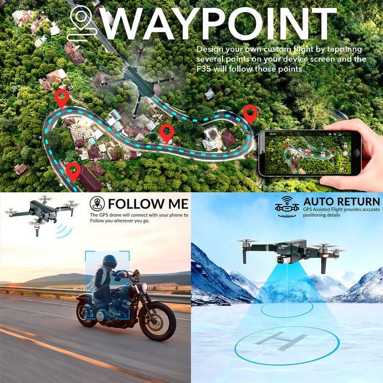 Contixo F35 GPS Drones for Adults with Camera, 4K Drone with 2-Axis Gimbal, Brushless Motor, Includes Carrying Case, Gray