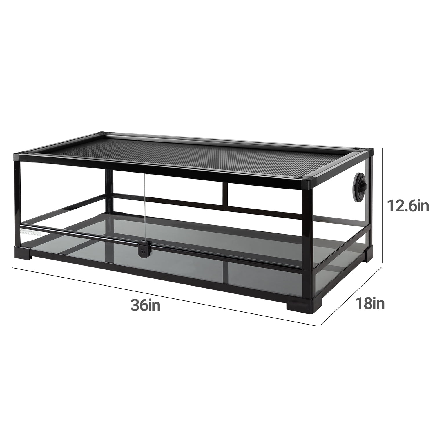 OiiBO 36" x 18"x 12.6" Tempered Glass Reptile Terrarium, 35 gallon Black Terrarium