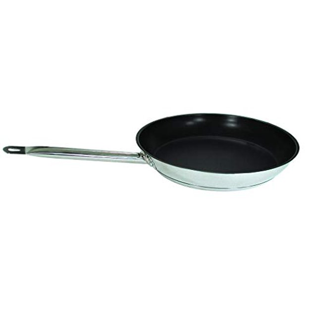 Update International (SFC-14) 14" Induction Ready Excalibur-Coated S/S Fry Pan w/Helper Handle,Silver
